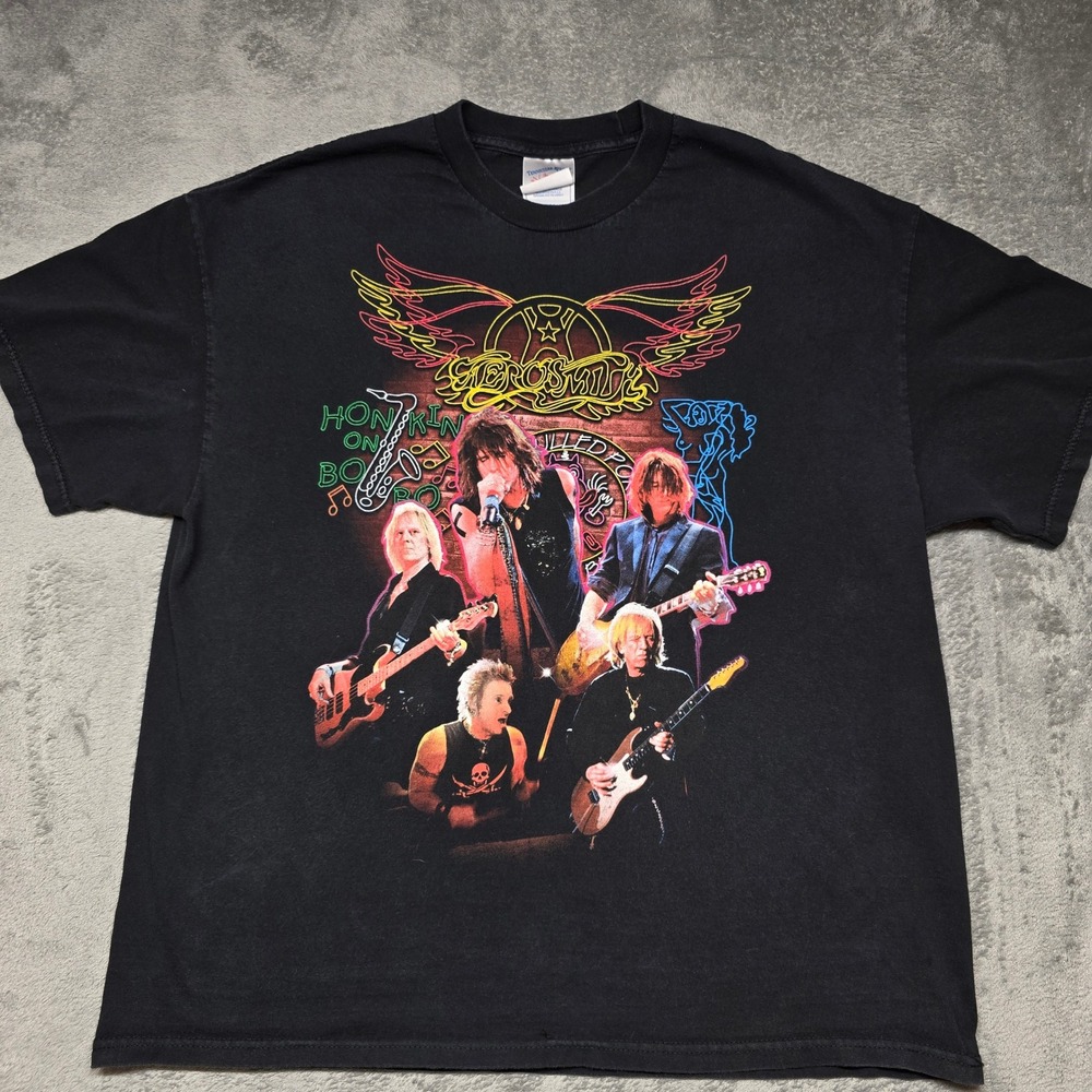 Aerosmith 2004 Honkin on Bobo Tour T-Shirt Mens XL Black Concert Graphics Band